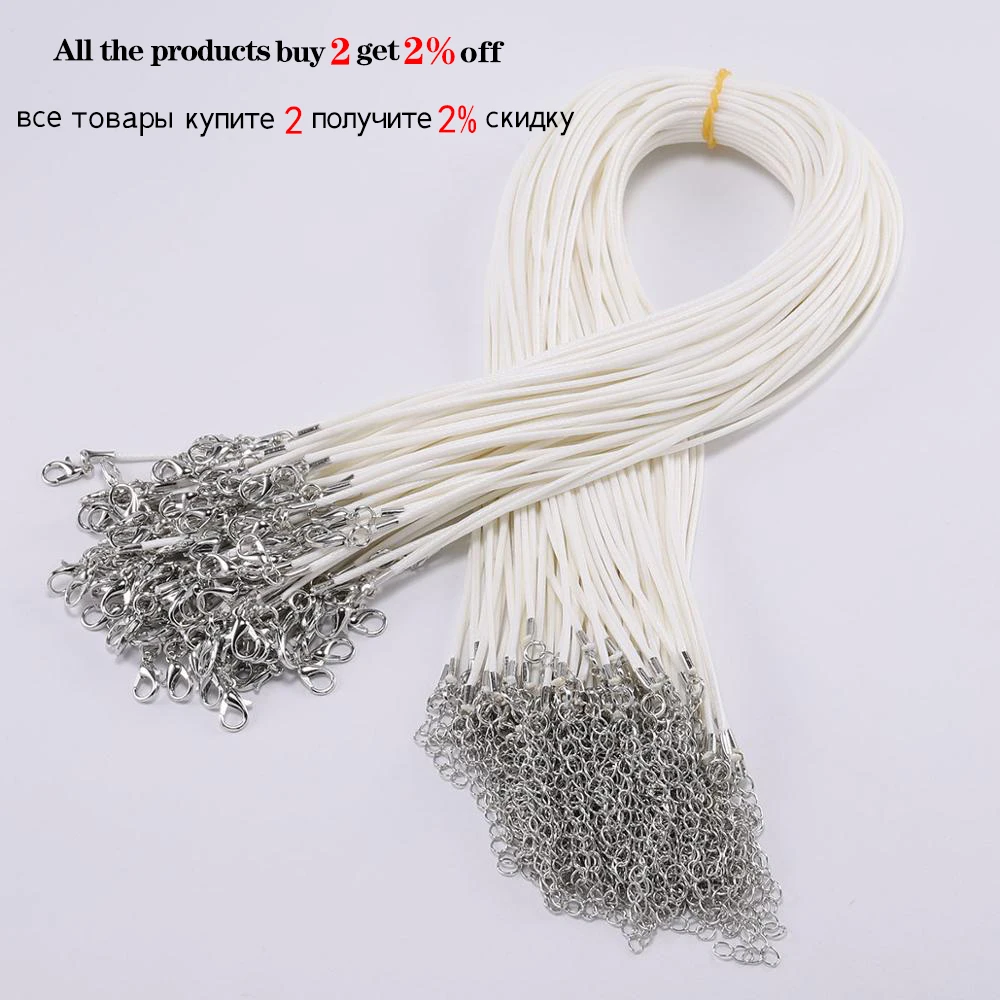 10pcs/lot 1.5 2 mm Leather Chain Adjustable Braided Rope Pendant Charm Lobster Clasp String Cord For DIY Jewelry Making Findings