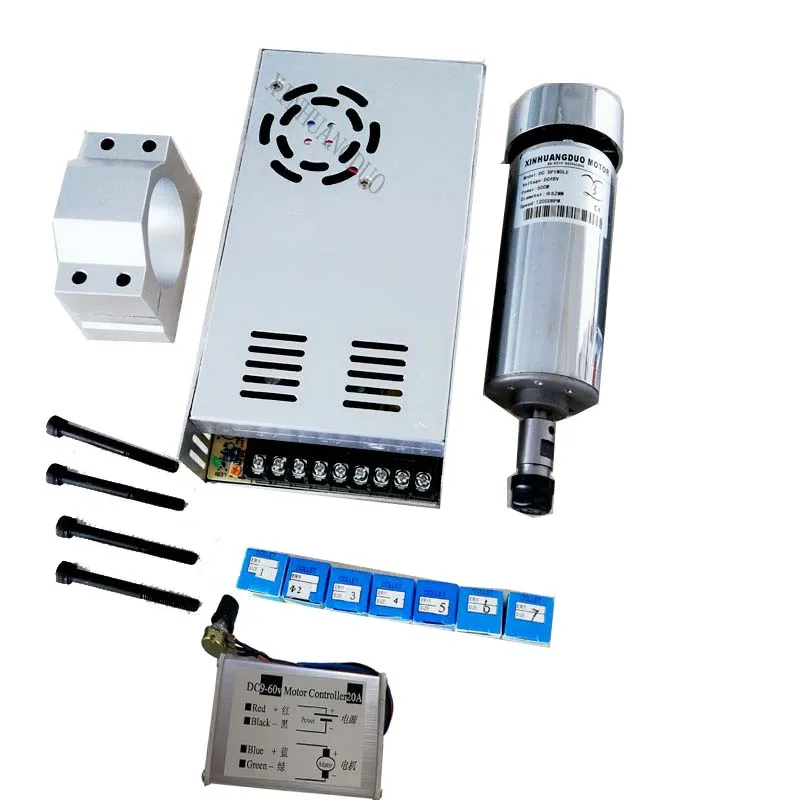 Best ! cnc spindle 500W air cooled 0.5kw milling Motor & spindle speed power converter &52mm clamp & 7 pcs er11 collet for DIY