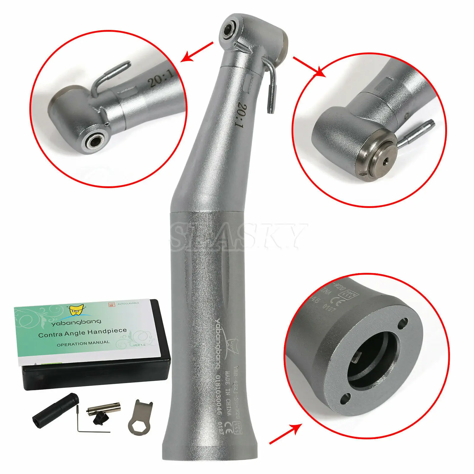 For NSK Dental  E-Type Implant  Motor 20:1 Reduction Surgical Contra Angle Push Button Handpiece