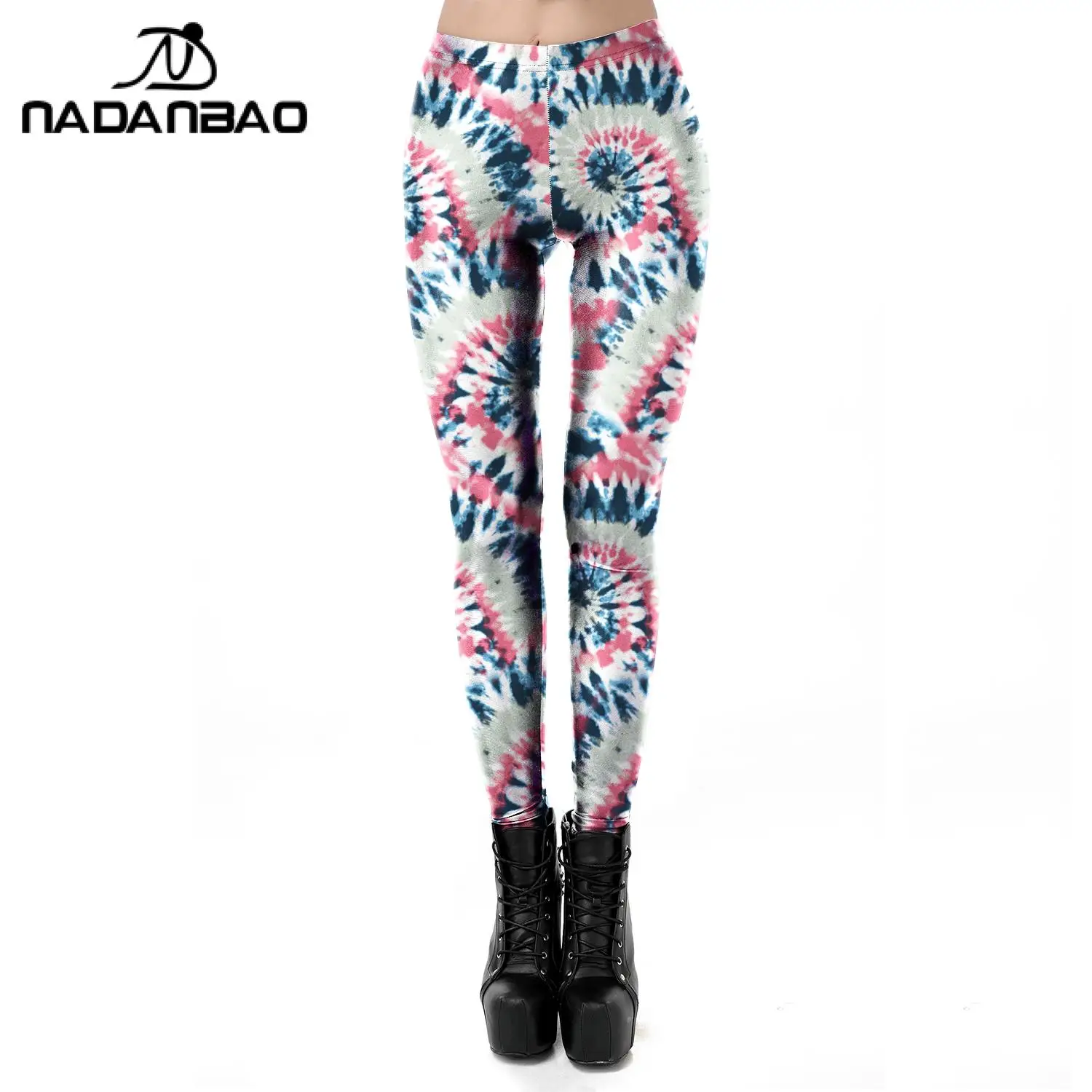 NADANBAO kolorowe Tie Dye 3D legginsy z nadrukami dla Fitness Rainbow leginsy damskie treningowe obcisłe spodnie moda Sexy elastyczne leginsy