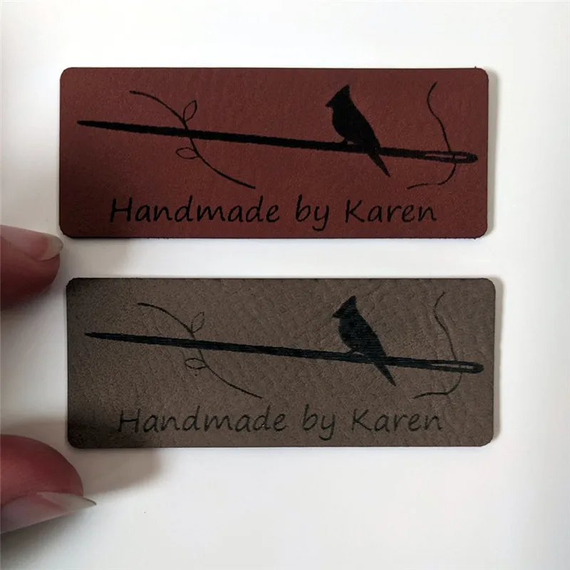 

Custom clothes tags - laser engraved on soft leatherette ". Your name and design label to sew onto your creations! NEW Colours