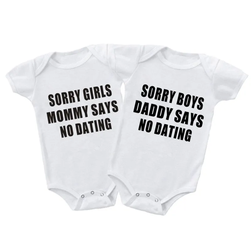 Lovely Sorry Boys Daddy Says No Dating Baby Girl Clothes Pink Cotton Newborn Girls Bodysuit Summer Infant Romper