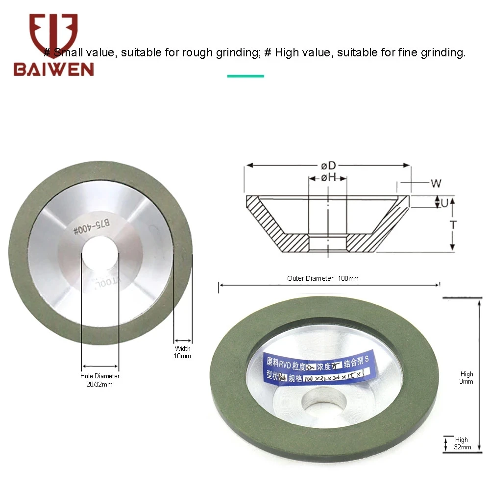 100mm/125mm Diamond Grinding Wheel Cup Grinder Disc Abrasive Tool for Carbide Cutter Sharpener 150-400#