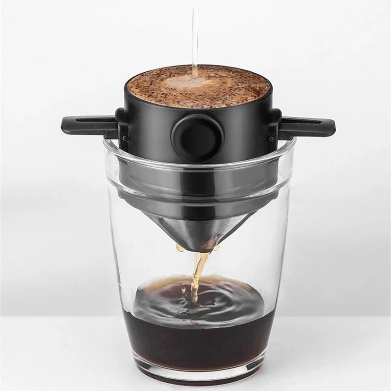 Portable Coffee Filter Cup Free Filter Paper Stainless Steel Drip Coffee Strainer Funnel Portafilter Coffee Tools Mesh Filter