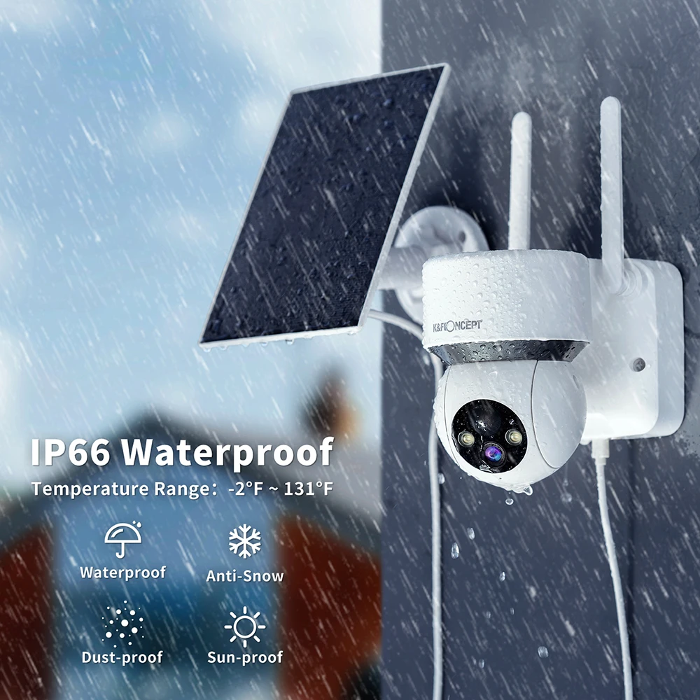 K & F Konzept 1080P Drahtlose Solar Sicherheit Kamera Outdoor Gebaut in Batterie 2-Weg Audio Motion Erkennung farbe Nachtsicht