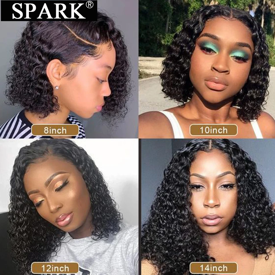 Human Hair Wigs For Women Brazilian Deep Wave Frontal Wig 180 Density Transparent 13x4 Lace Wig Jerry Curl Bob PrePlucked Remy