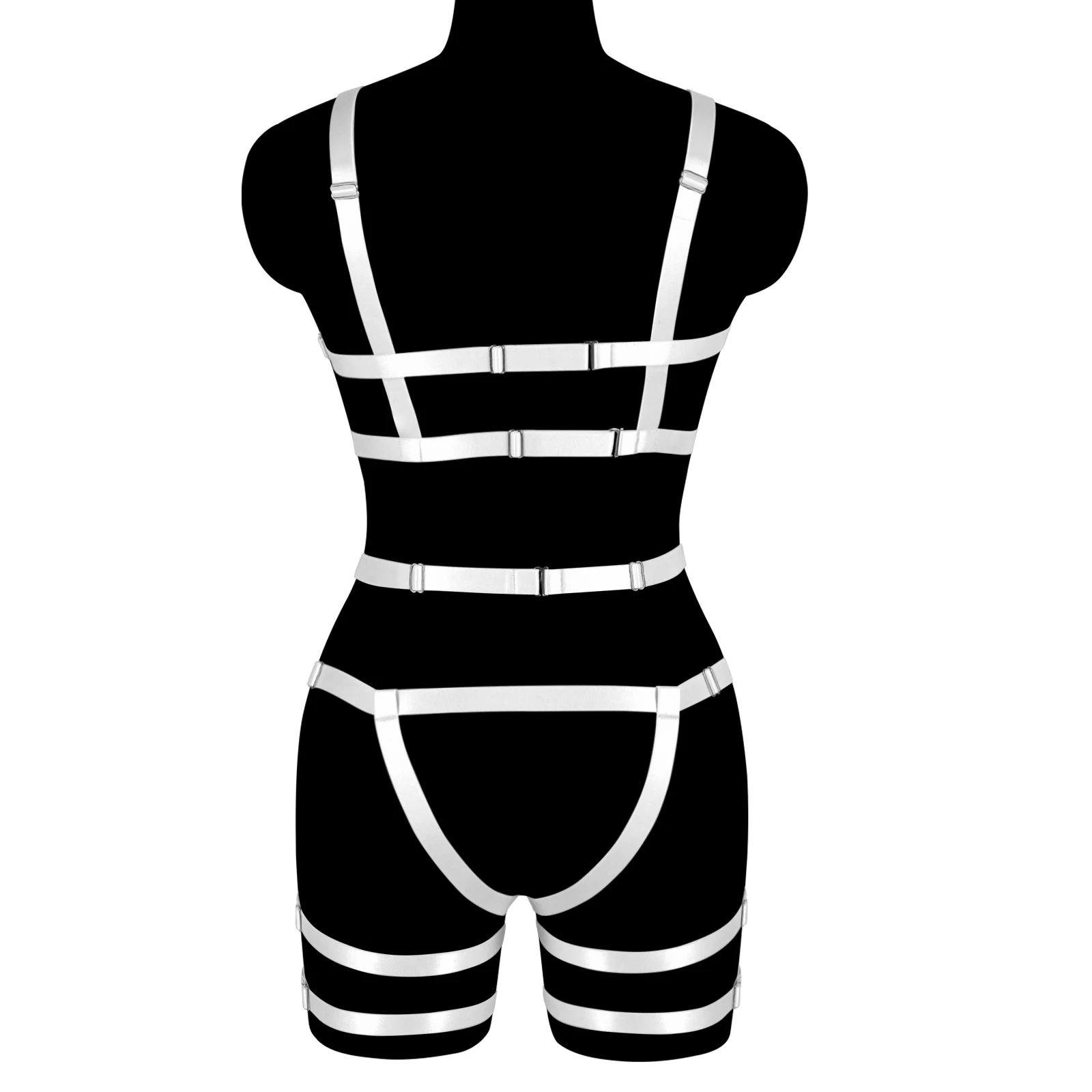 Conjunto de lingerie sexy erótica de corpo inteiro, fantasia festival rave, elástico, bondage para mulheres, ajustar a cintura, tamanho, cinto suspensor