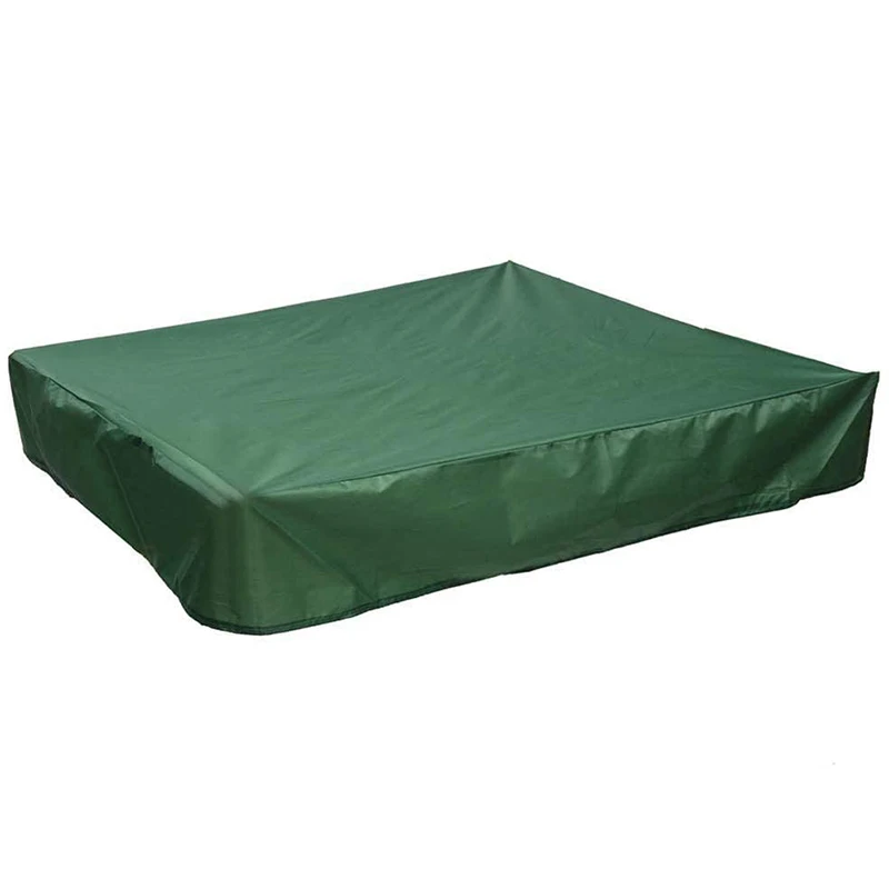 Sandbox Cover, Square Dustproof Sandbox Cover with Drawstring, Waterproof Sandpit Pool Cover, Green, 120 x 120cm