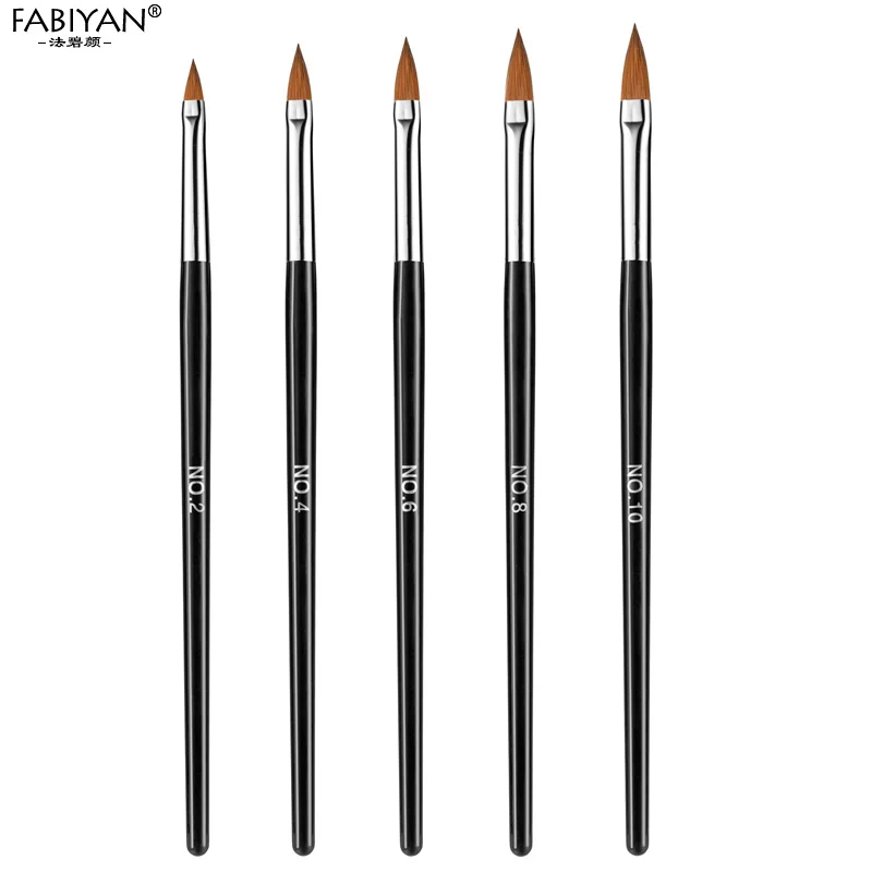 5PCS Set Nail Art Brush Flat Pen Drawing Painting Tips Dust Clean  Acrylic UV Gel Polish Extension Design Tools Manicure