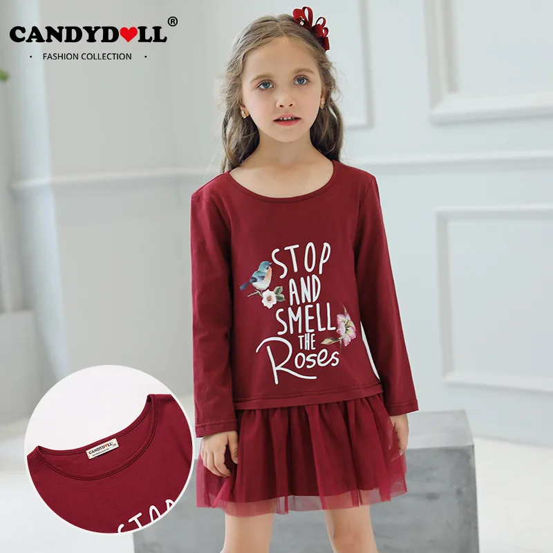 

CANDYDOLL A new dress for girls in the fall, the princess dress is made of cotton and knitted kids dresses for girls