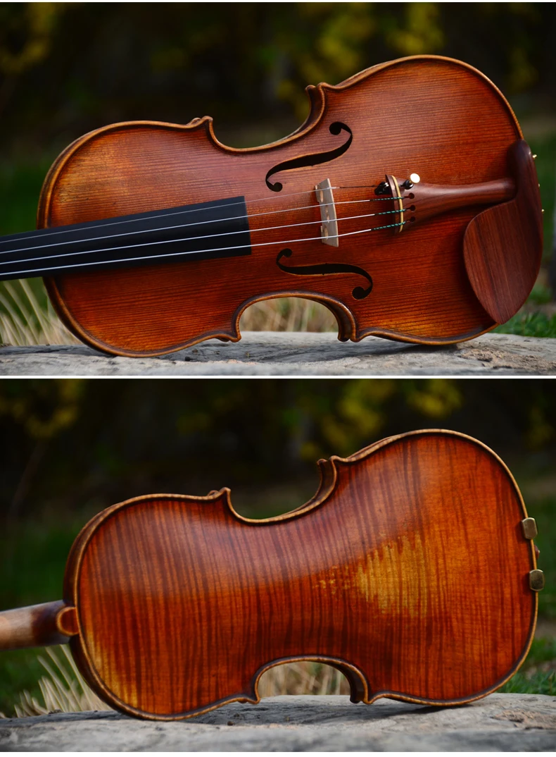 High quality handmade violin maple 4/4 3/4 solid wood single board natural grain road red light violin string instrument