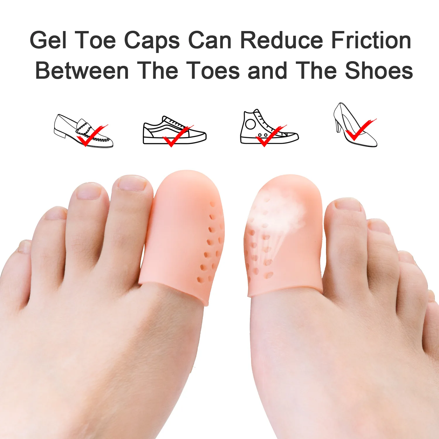 2pcs 5*3.5cm Big Toe Protector Thumb Care Silicone Soft Breathable Foot Corns Blisters Toe Cap Cover Health Care C1675