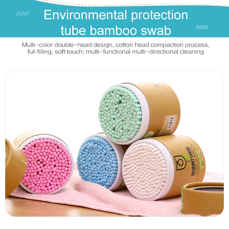 200pcs/Box Bamboo Natural Cotton Swabs Cotton Sticks Ears Clean Tools Cotton Bud Double-Headed Soft Women Makeup T1017