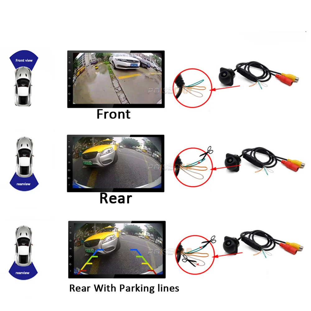 POISECAR  AHD 1280x1080P Car Camera Fish Eye Lens Starlight Night Vision HD Vehicle Rear View Camera CVBS/AHD