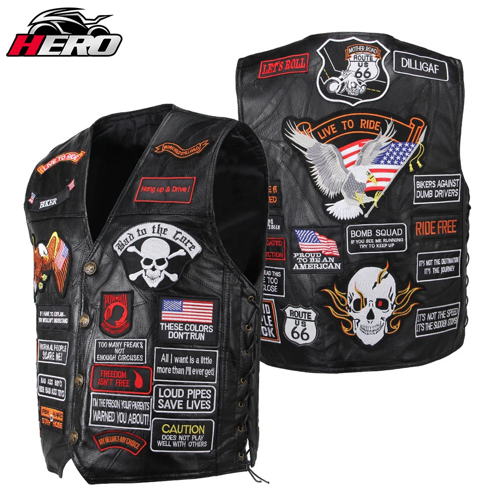 

Мотоциклетная куртка для мужчин и женщин, кожаная винтажная жилетка в стиле ретро с вышивкой, мотоциклетный жилет, размера плюс 4XL, Осень-зима