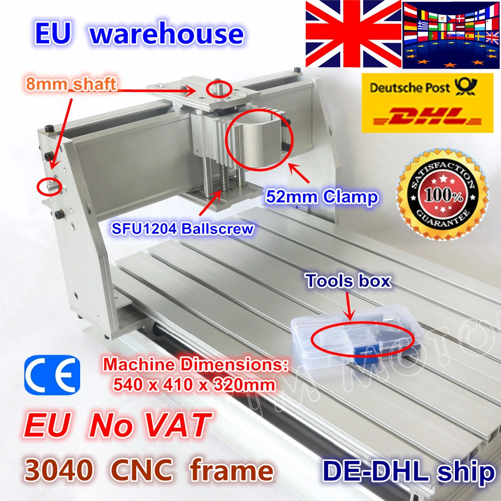 EU 선박 무료 부가가치세 DIY 3040 CNC 라우터 조각사 조각 기계 기계 알루미늄 프레임 SFU1204 볼 스크류 CNC 키트