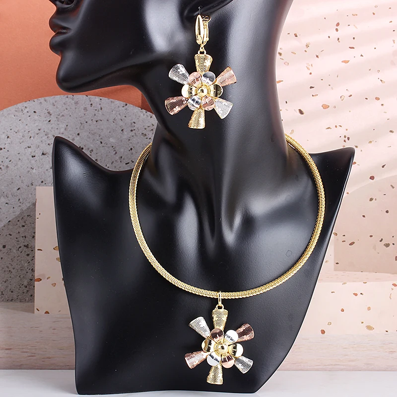 Fashion Jewelry Bohemia Jewelry Sets For Women Earrings Necklace Pendant Flower Jewelry For Engagement fashion Jewelry Findings