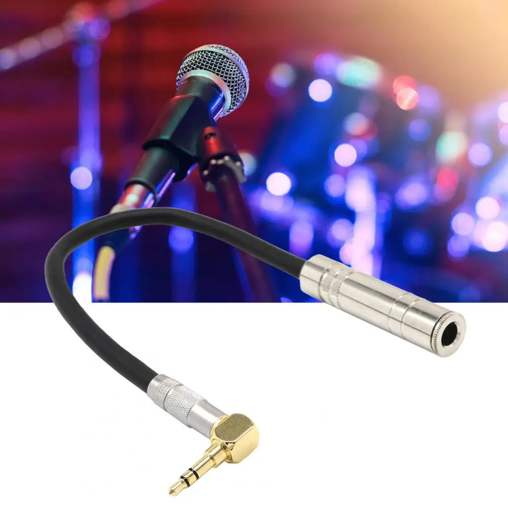 Audio Cable 90 Degree Right Angle High Fidelity 0.2m 3.5mm to 6.5mm/6.35mm AUX Extension Cord for Microphone Speaker Audio Wire