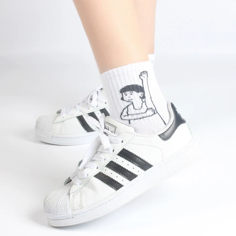 Harajuku śliczne wzorzyste skarpetki kobiety Cartoon list bawełna fajne szorty skarpetki Hipster deskorolka kostki śmieszne skarpetki kobiece Sox — zdjęcie 4