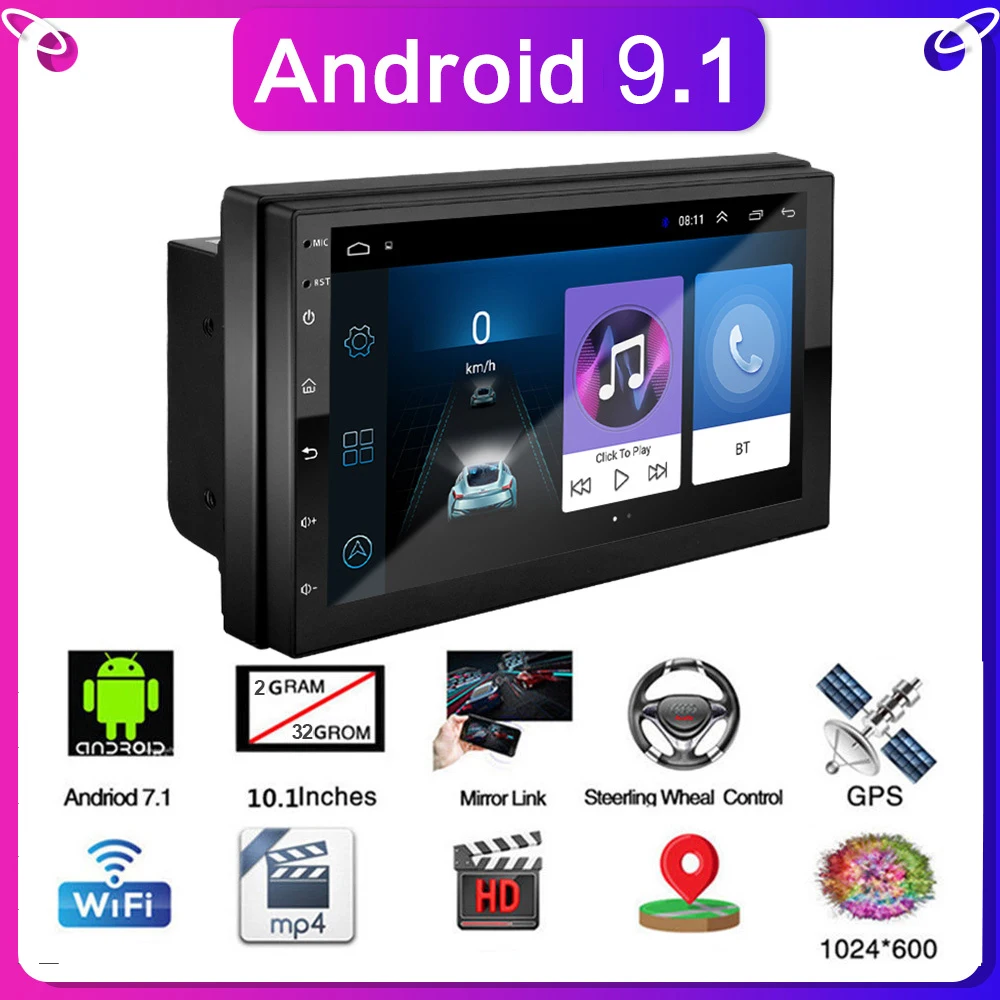 

2 din 7 inch car radio player 2GB+32GB Android 9.1 GPS navigation Bluetooth car video stereo multimedia player for universal FM