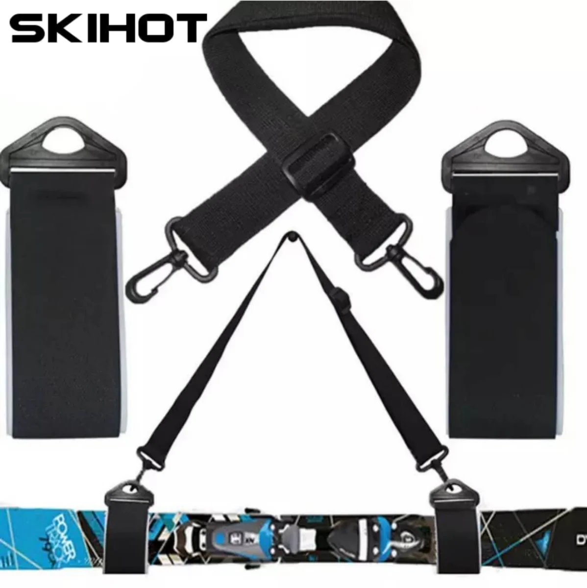 SKIHOT Snowboard pole shoulder strap with bode hook adjustable nylon ski handle strap