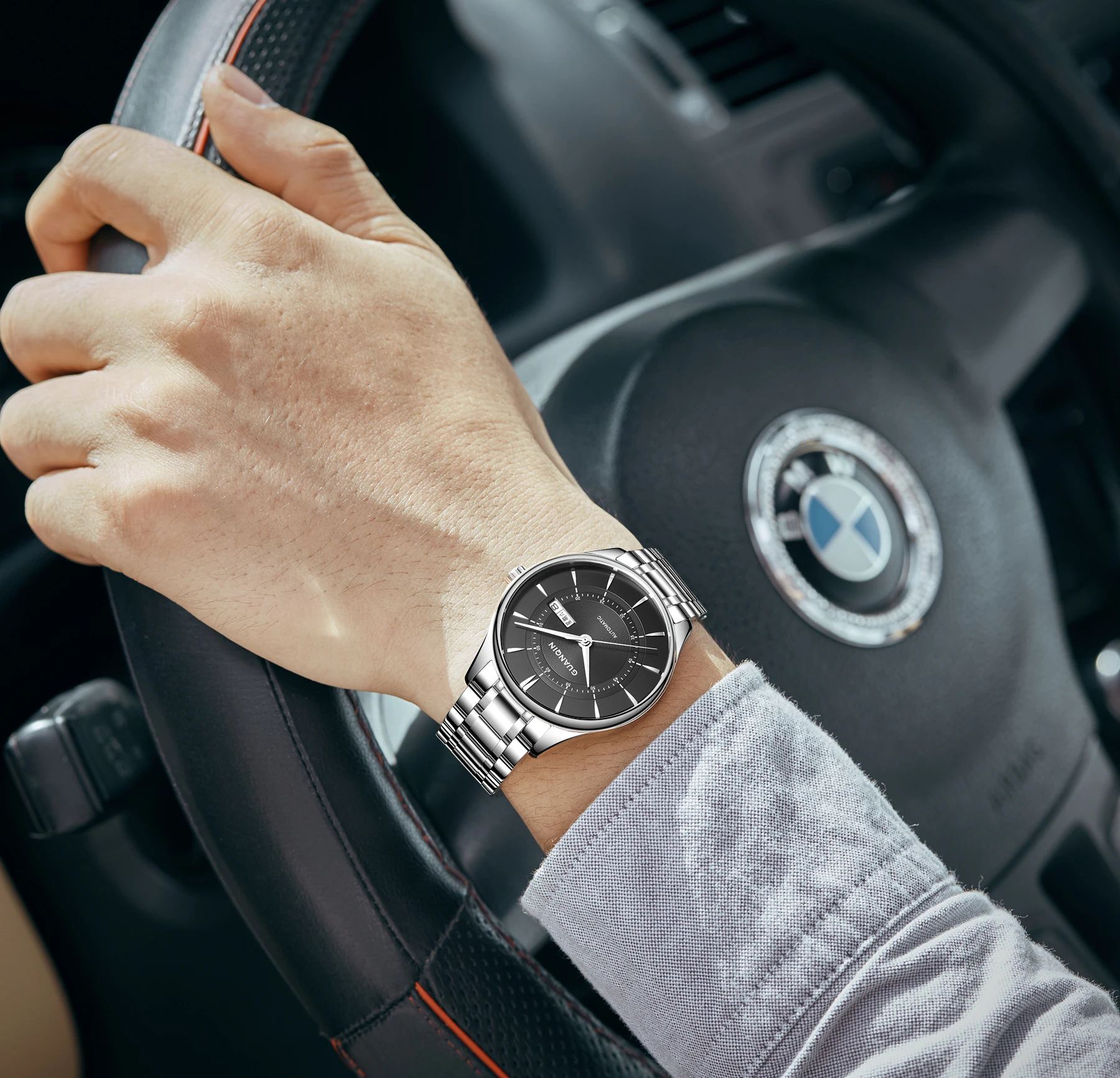 

GUANQIN мужские сапфировые автоматические механические часы с автоподзаводом, японский механизм 8205, лучший бренд, роскошные водонепроницаемые мужские часы Relogio