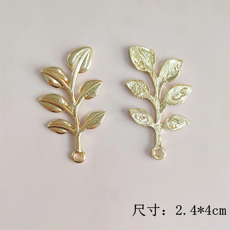 

50pcs 24*40mm Gold Color Big Leaf Branch Charms leaf charm for wedding hair Jewelry Findings for DIY Handmade Jewelry Making