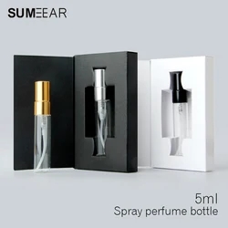 Minibotella de perfume con atomizador, envase de perfume vacío con logotipo personalizado para regalo, 5ml, 50 unidades por lote