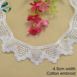 4.5cm Width Cotton Embroidery Lace Edges French Ribbon Lace Fabric Guipure Diy Trims Dress Lace Wedding Sewing Accessories#3028