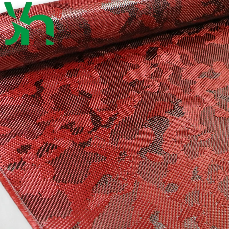 3K210g red camouflage pattern Kevlar mixed carbon fiber cloth Personalized decoration modification