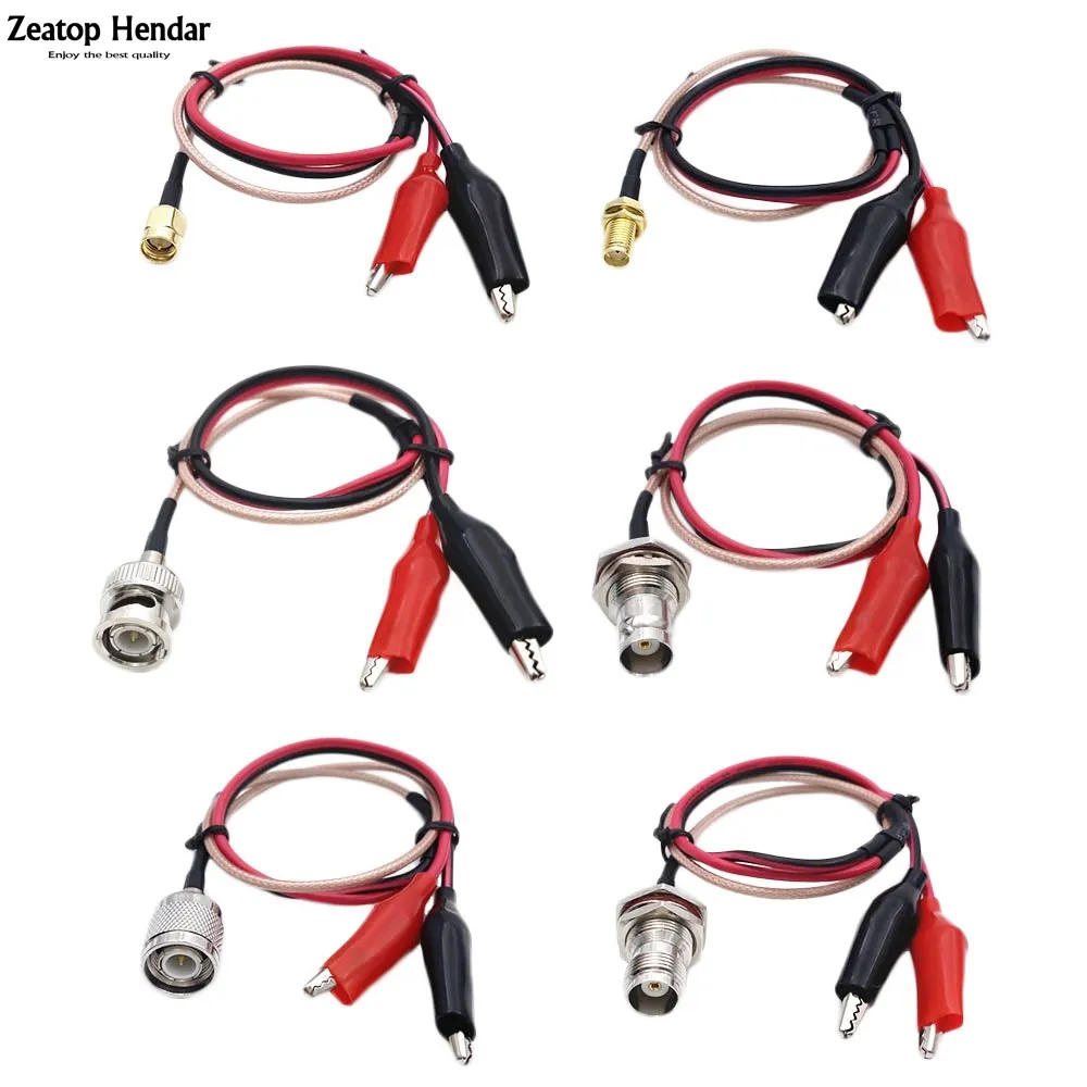 1Pcs SMA / BNC / TNC Male / Female RG316 RF Coaxial Cable to Dual Alligator Clips Red&Black Tester Lead Wire 50cm Connector