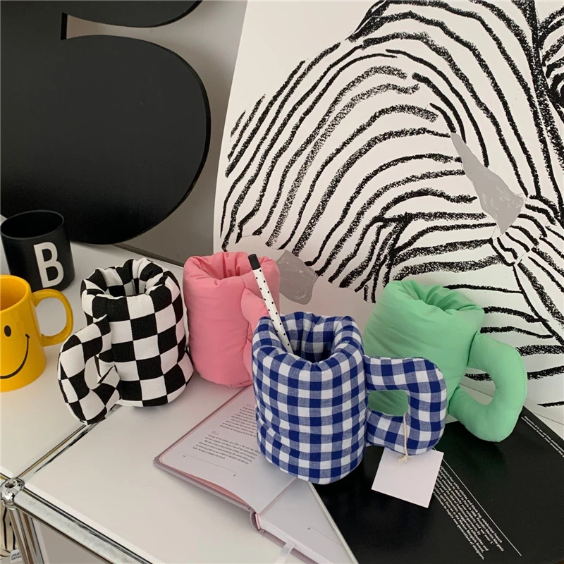 Cloth Filled Cotton Cup Storage Cup Pen Holder Desktop Ornaments Creative Household Art Cute Decoration Accessories Home Decor