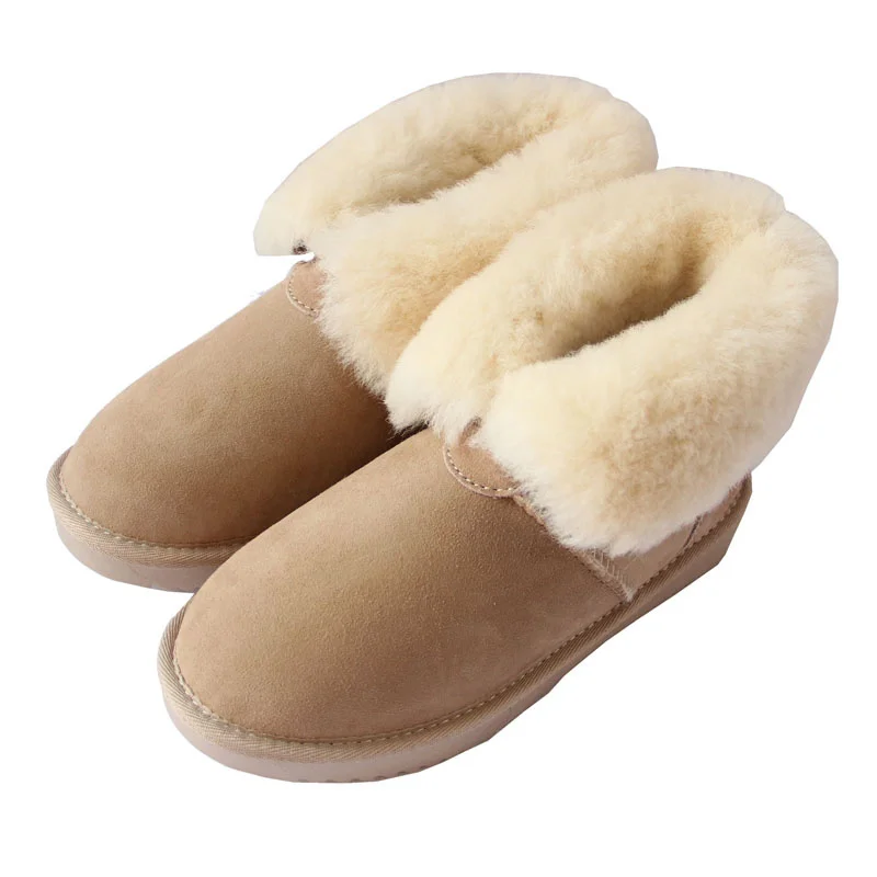 Classic Natural Fur Women\'s Boots Genuine Sheepskin Woman Snow Boots Casual Winter Shoes Woman Leather Snow Boots