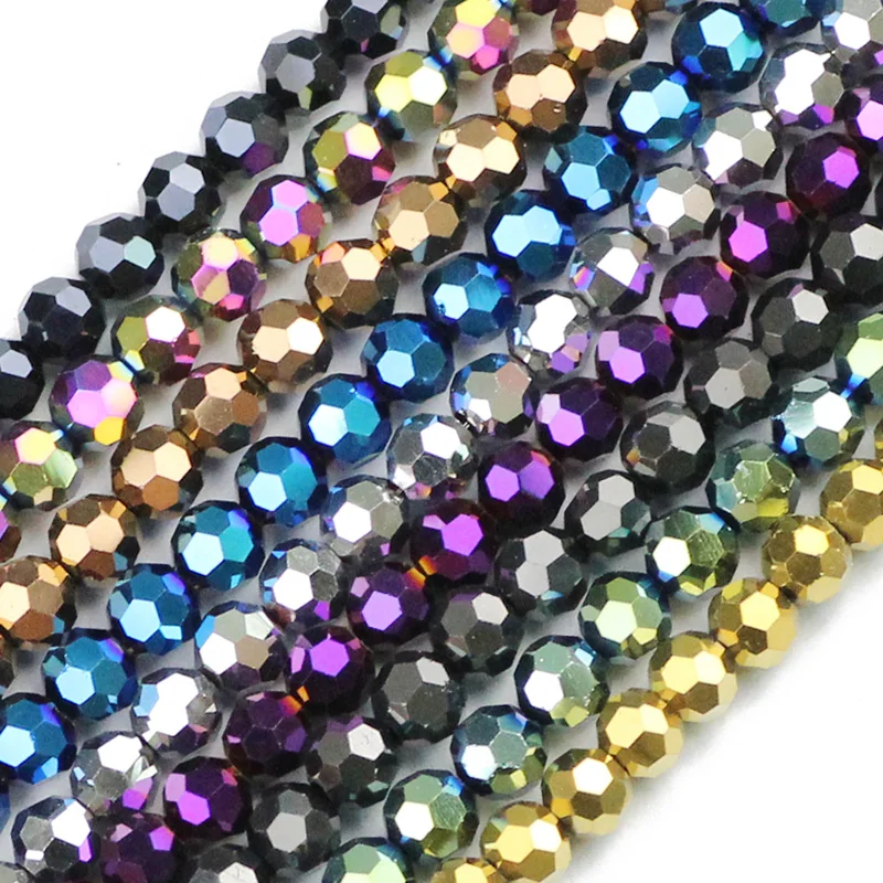 JHNBY Football Faceted shape Austrian crystal 50pcs 6mm plated color Round Loose beads Jewelry bracelet accessories making DIY