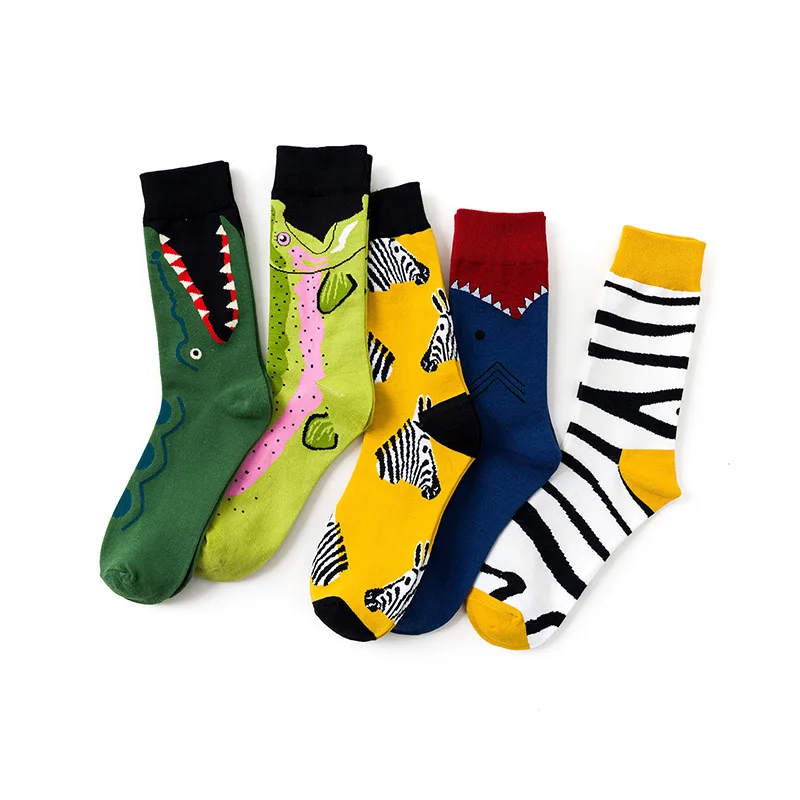 New Arrivals Men Women Unisex Harajuku Hip Hop Happy Socks Striped Shark Crocodile Zebra Animal Print Aesthetic Funny Art Socks