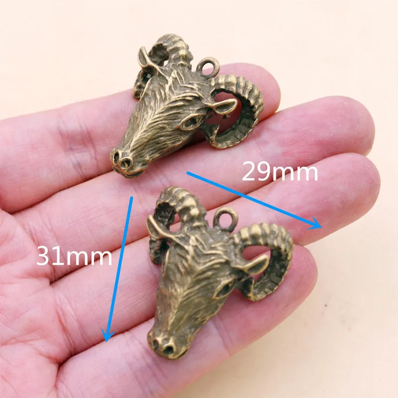 WKOUD 3pcs Antique Bronze Color 3D Ram Head Charm Vintage Necklace Bracelet DIY Metal Jewelry Alloy Pendant Accessories A1791