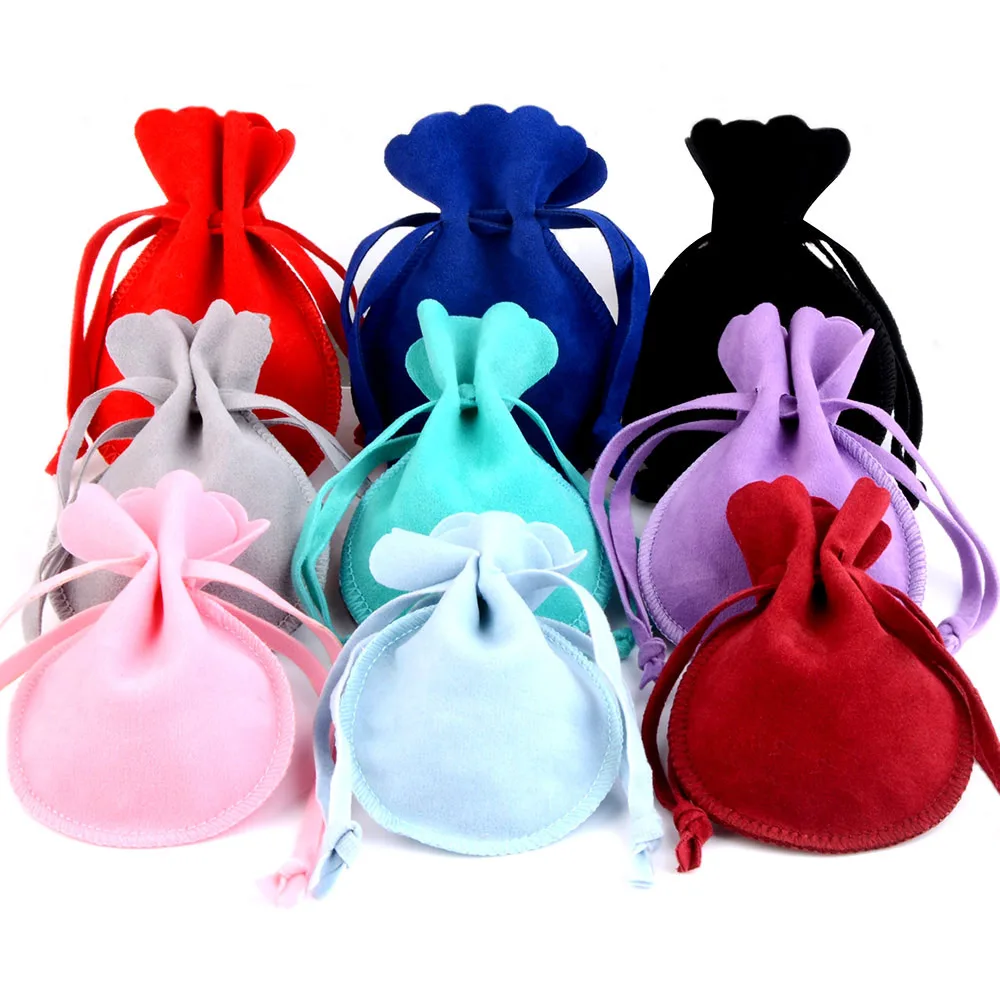 7x9cm 10pcs/lot Round Drawstring Velvet Gifts Bag Soft Jewelry Packaging Wedding/Christmas Candy Jewelry Pouches Wholesale