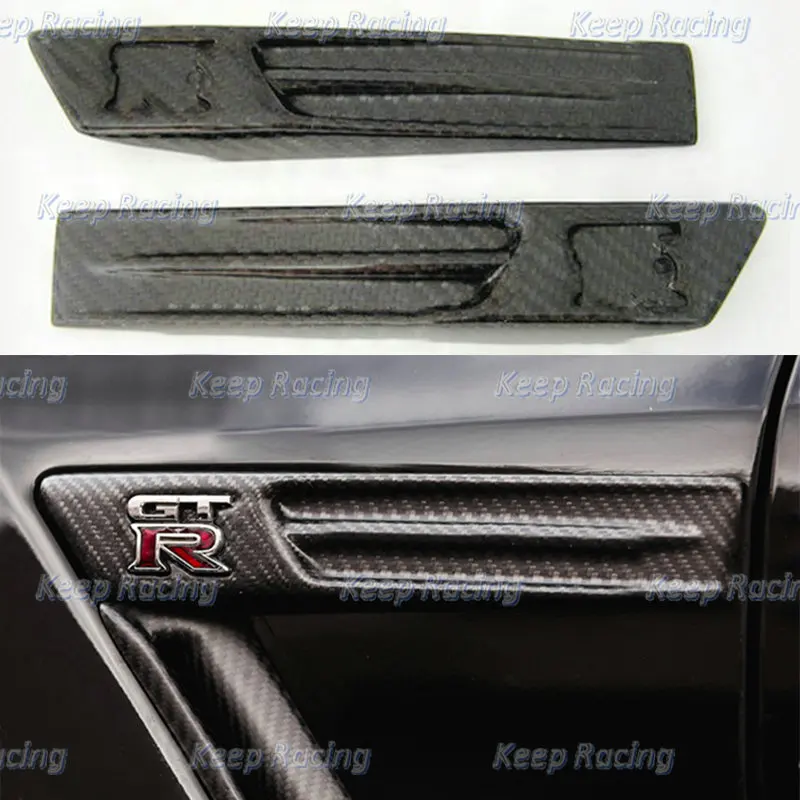 

Carbon Fiber Logo Emblem Replacement For Nissan R35 GTR OEM Front Fender Glossy Finish GT-R Garnish Part Drift Racing Trim Kit