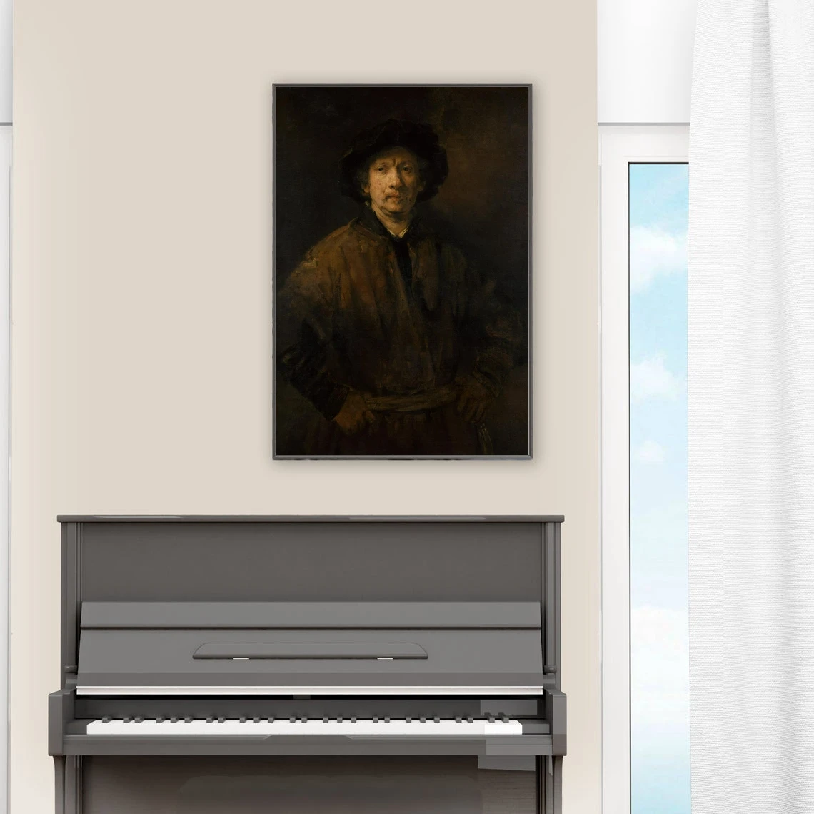 Rembrandt Self Portrait (1652) by Rembrandt Masterpiece Reproduction Poster Canvas Picture Print Wall Painting Home Decoration