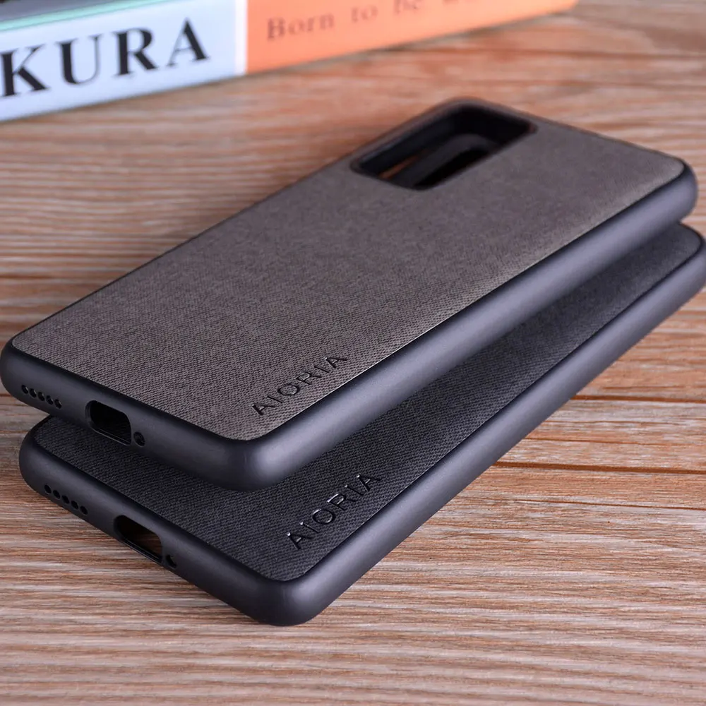 Case for Huawei P40 Pro P40 Lite coque Luxury textile Leather skin soft TPU hard phone cover for huawei p40 pro case