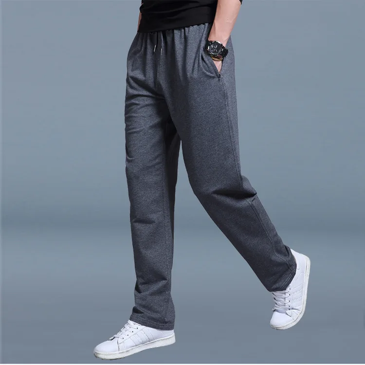 Men Autumn Summer Sports Running Pants Pockets Training Elastic Waist Jogging Casual Trousers Sweatpants Solid Fitness fattening