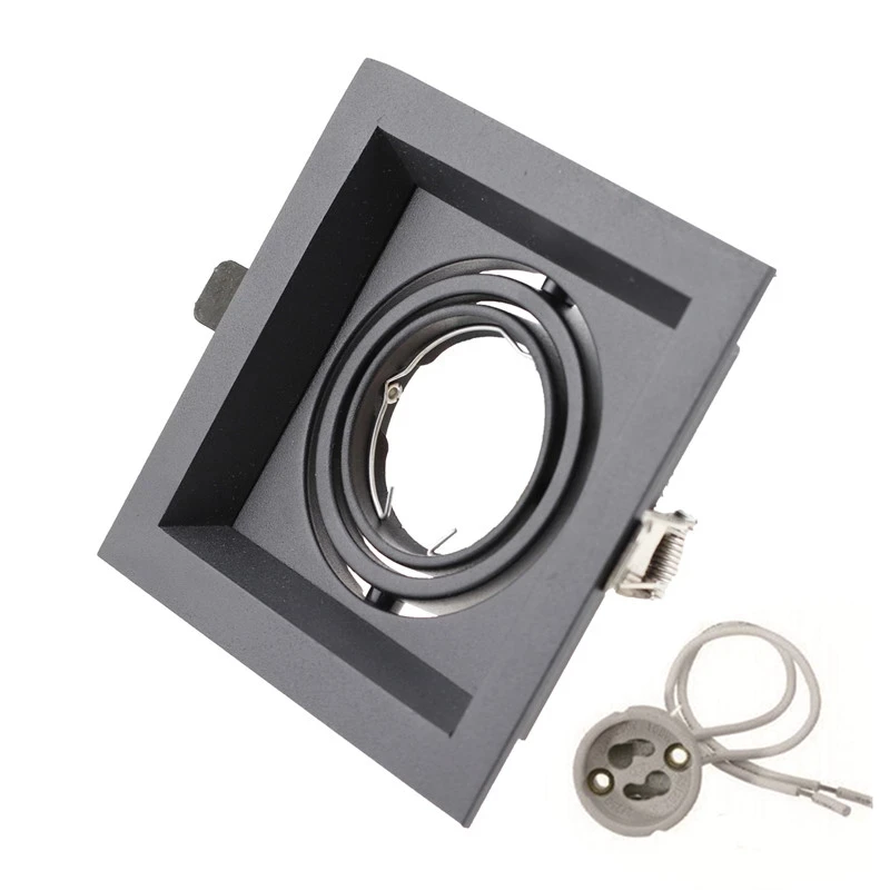 Vierkante Dubbele Ring Led Plafond Downlights Verzonken Verstelbare GU10 MR16 Lamp Socket Base Spot Lampen Houder Frame Beugel Fitting