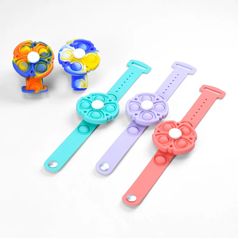 

Silicone Push Bubble Bracelet Bangle Flower Hand Spinner Fidget Toy Children Kids Anti Stress Reliever Autism ADHD Reliever Pure