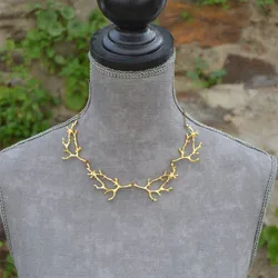 Gold Colour Antler Branches Necklace Witch Fantasy Forest Punk Jewelry Gothic Statement Wedding Magic Wiccan Fashion Gift Women