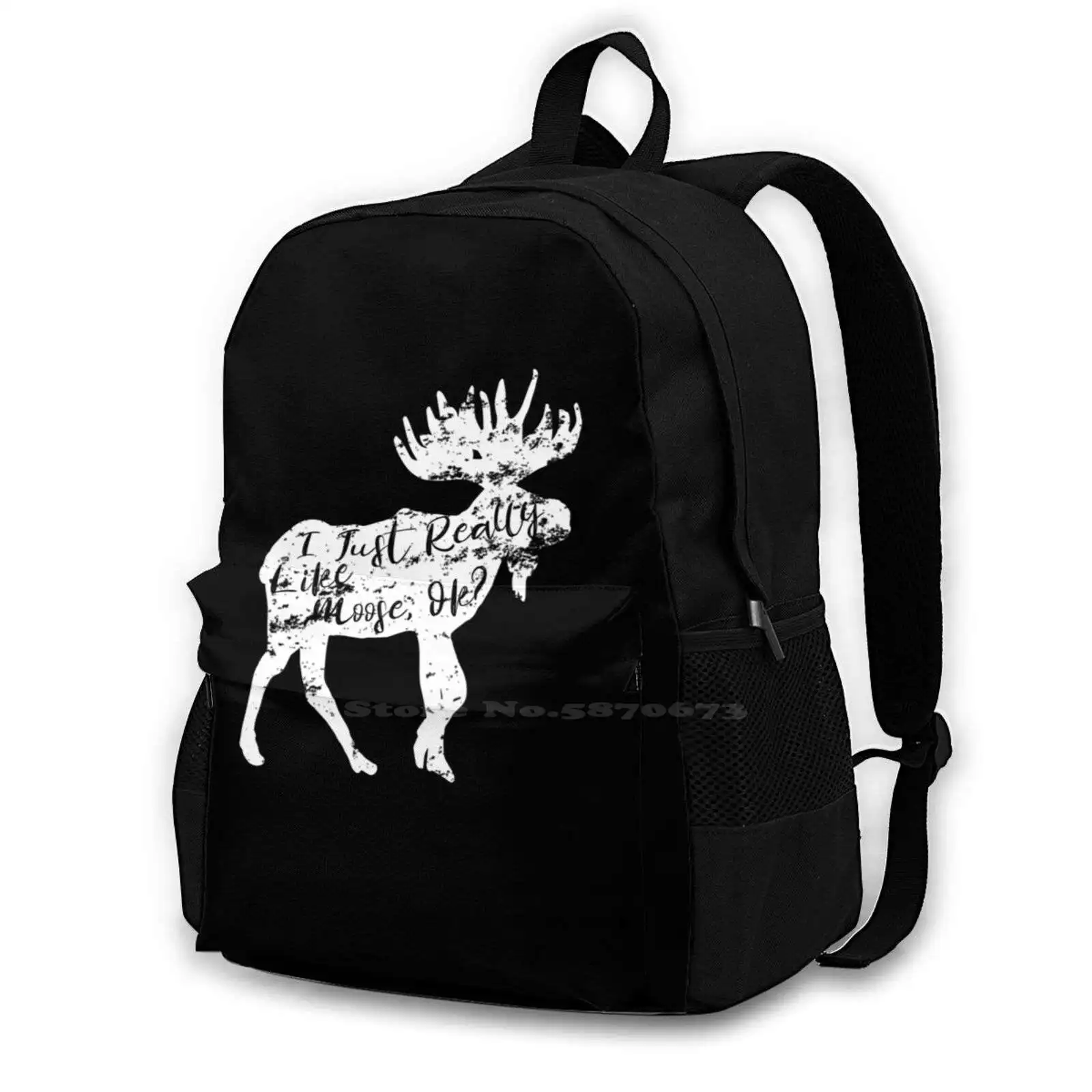 I Just Ok Grunge White Silhouette New Arrivals Unisex Bags Student Bag Backpack I Just Really Like Nature Animal Lovers Wild