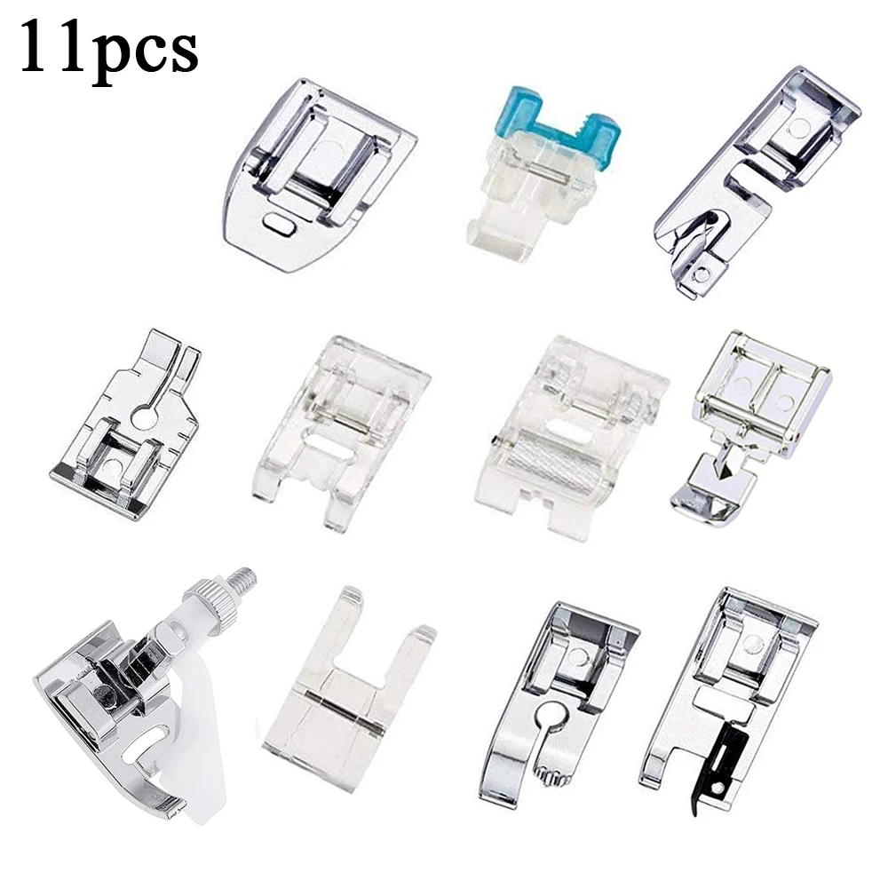 11PCS Sewing Machine Presser Foot Set Domestic Sewing Machine Feet Set Braiding Sewing Knitting Foot Parts Sewing Accessories