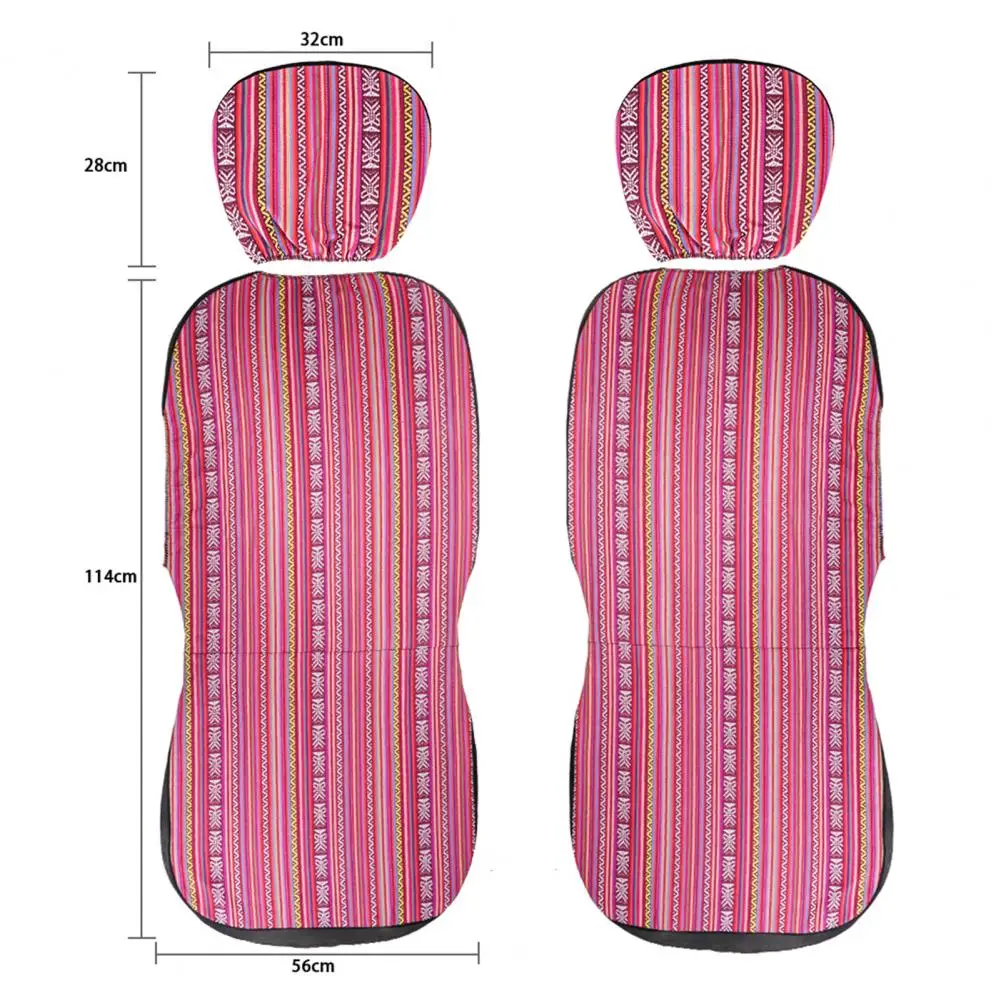 2 Set Car Seat Protector Durable Wear-resistant Fabric Ethnic Style Universal Car Seat Cover for Vehicle