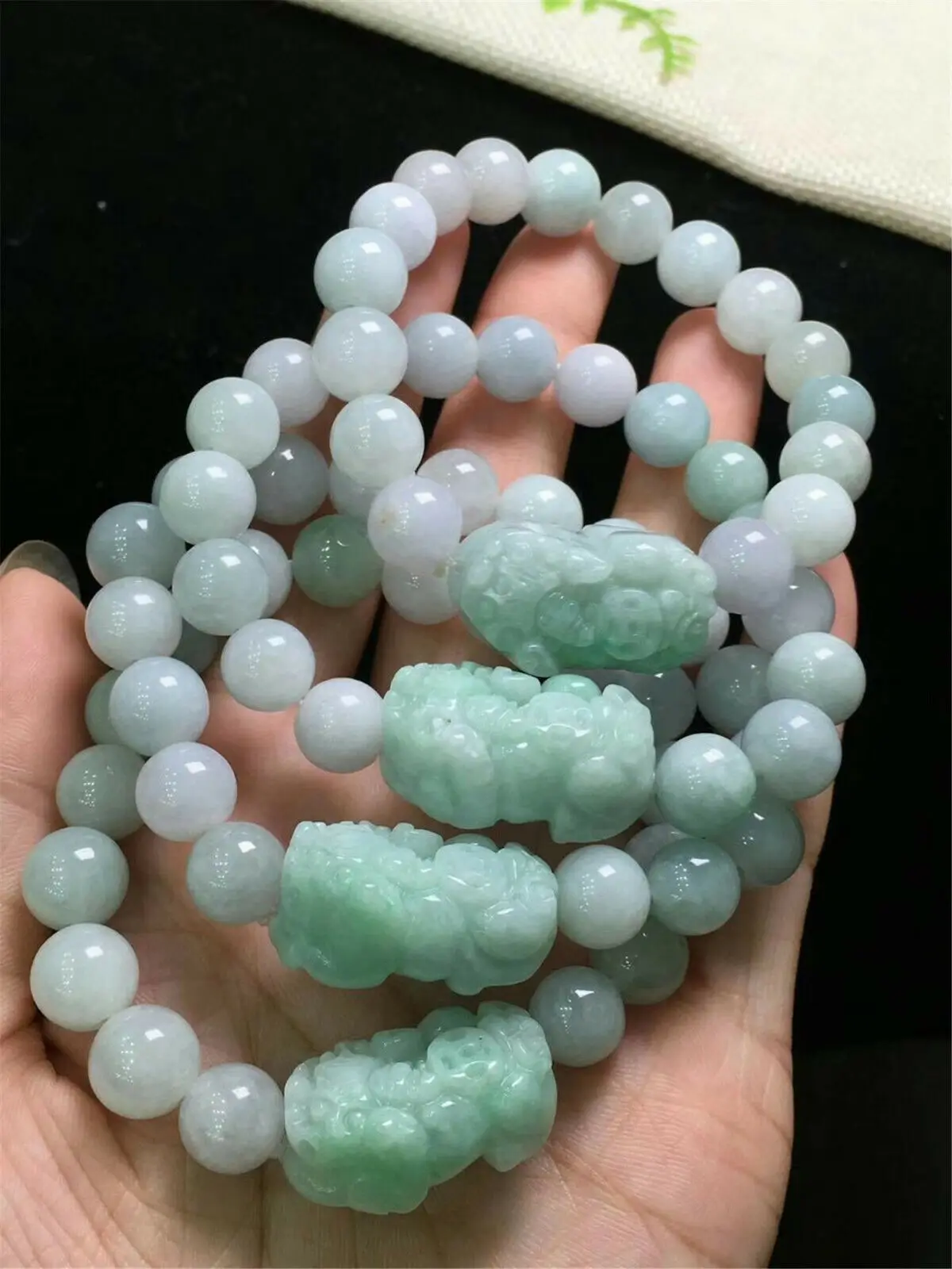 Natural Green Jade A Round Beads Bracelet Pi Xiu Pendant Women Men 10mm Natural Gemstone Rare Jade A Crystal AAAAA