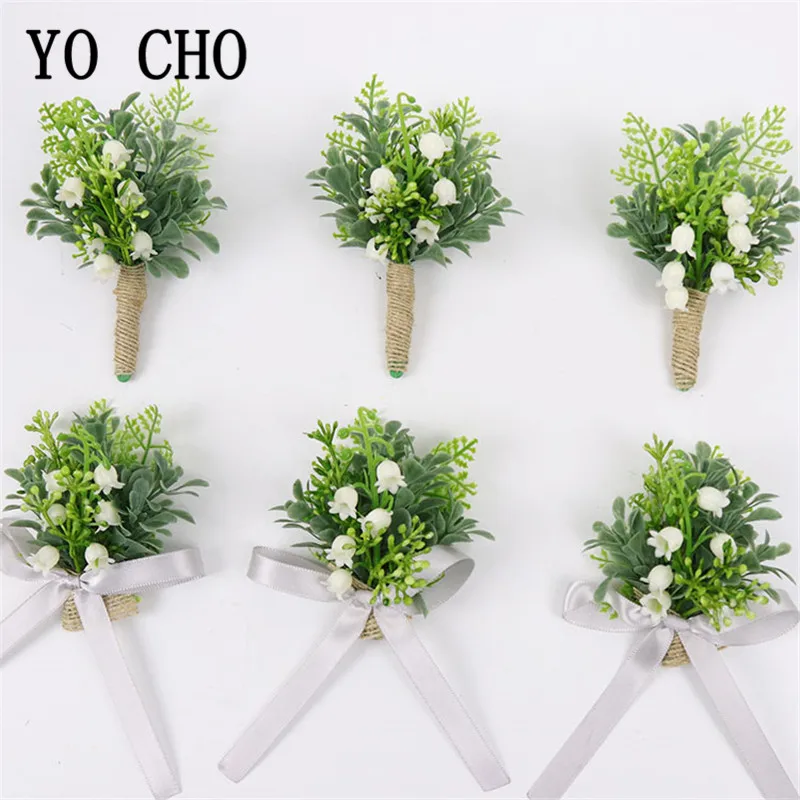 Plastic Plants Men Boutonniere Wedding Corsage Bracelet Bridesmaid Green Plants Groom Boutonniere Flowers Marriage Accessories