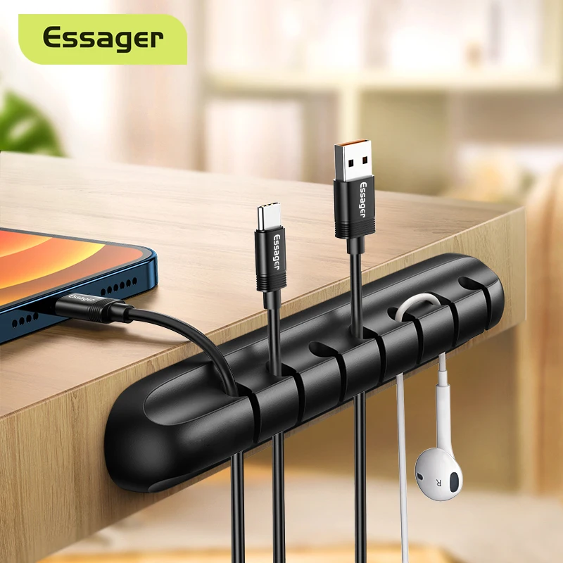 Essager Cables Organizer Wire Holder Clip For Desktop Management Mouse Earphone Cable Winder Protector Mobile Telephone Holders